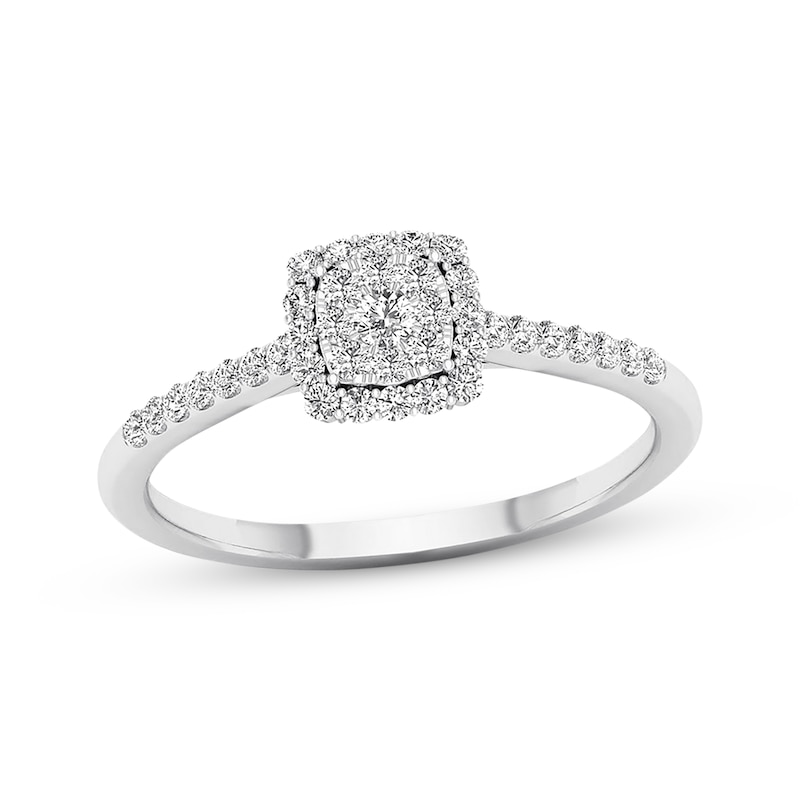 Previously Owned Diamond Engagement Ring 1/4 ct tw Round-cut 10K White ...