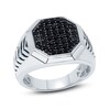 Thumbnail Image 1 of Previously Owned Men's Black Diamond Hexagonal Ring 3/4 ct tw Sterling Silver