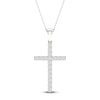 Thumbnail Image 1 of Previously Owned Diamond Cross Necklace 1/2 ct tw Round-Cut 10K White Gold 18"