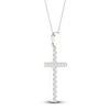Thumbnail Image 2 of Previously Owned Diamond Cross Necklace 1/2 ct tw Round-Cut 10K White Gold 18"