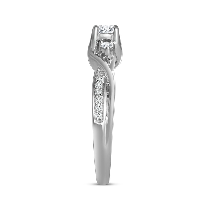 Main Image 2 of Previously Owned Round-Cut Diamond Three-Stone Engagement Ring 1/3 ct tw 10K White Gold Size 5