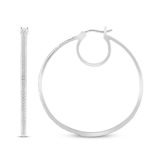 Previously Owned Diamond Hoop Earrings 1/4 ct tw Round-cut 10K White Gold