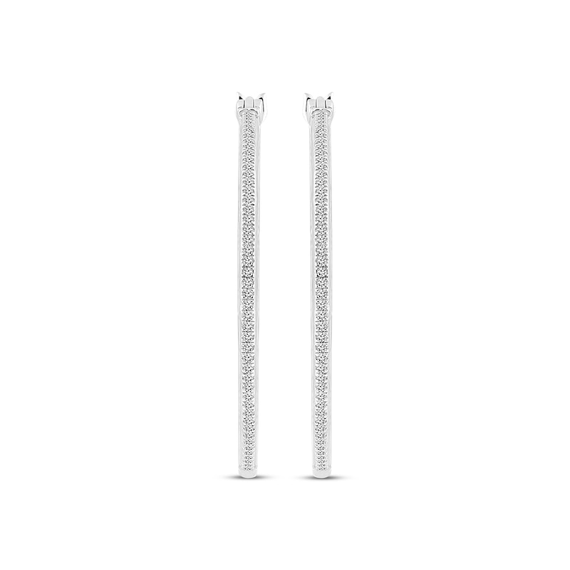Main Image 2 of Previously Owned Diamond Hoop Earrings 1/4 ct tw Round-cut 10K White Gold