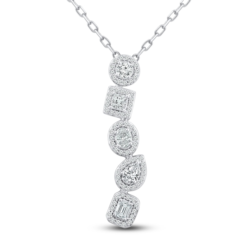 Main Image 1 of Previously Owned Diamond Necklace 1 ct tw 10K White Gold 18"