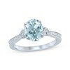 Thumbnail Image 1 of Previously Owned Oval Aquamarine Engagement Ring 1/3 ct tw Round-cut Diamonds 14K White Gold