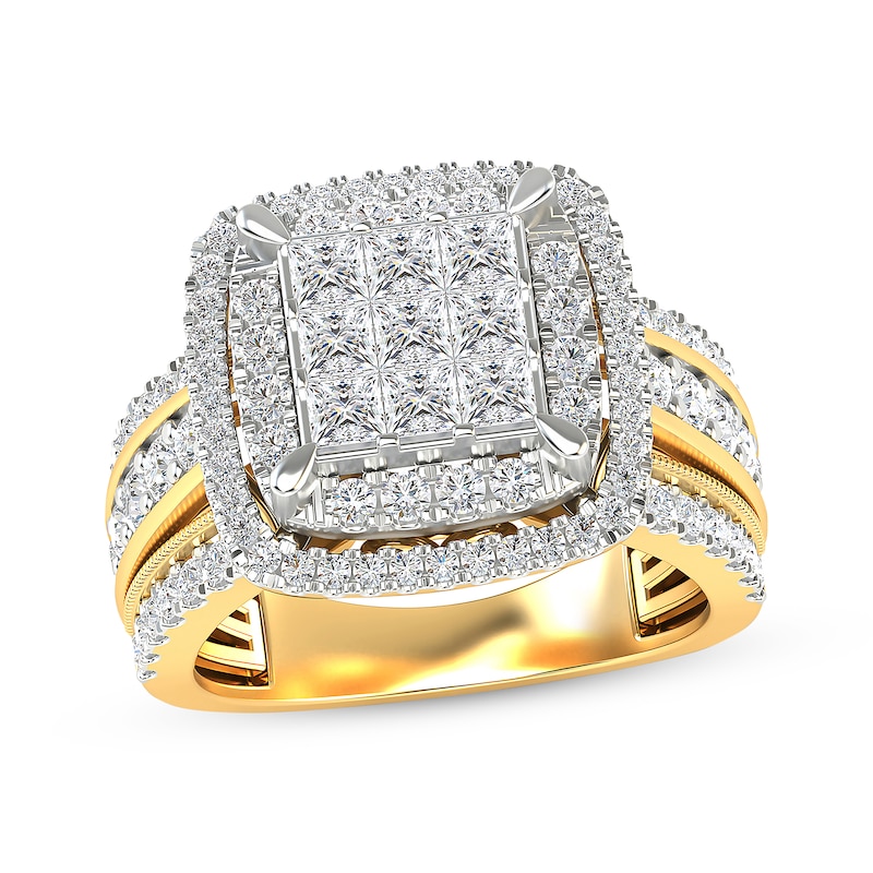 Main Image 1 of Previously Owned Diamond Engagement Ring 2 ct tw Princess & Round-cut 14K Yellow Gold