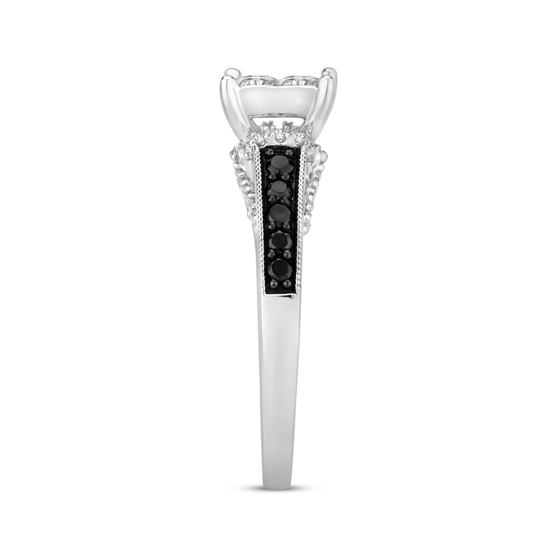 Main Image 3 of Previously Owned Black & White Diamond Engagement Ring 1 ct tw 14K White Gold