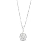 Thumbnail Image 1 of Previously Owned Diamond Halo Necklace 1/2 ct tw Round-Cut 10K White Gold 18"