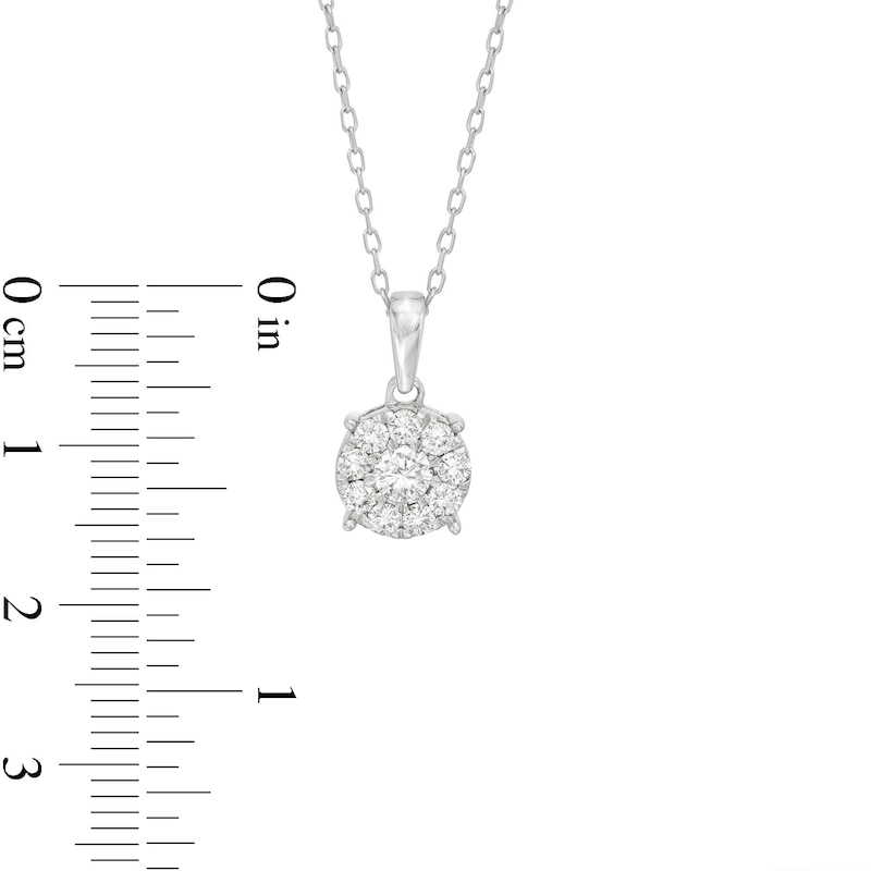 Main Image 2 of Previously Owned Diamond Halo Necklace 1/2 ct tw Round-Cut 10K White Gold 18"