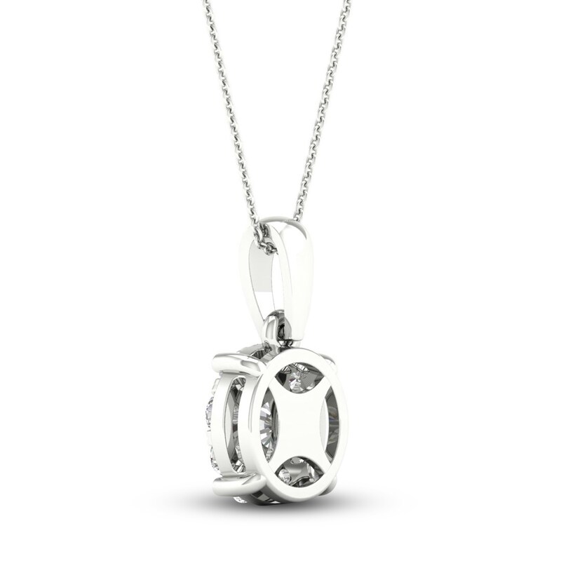 Main Image 4 of Previously Owned Diamond Halo Necklace 1/2 ct tw Round-Cut 10K White Gold 18"