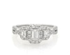 Thumbnail Image 1 of Previously Owned Three-Stone Diamond Engagement Ring 1 ct tw Emerald/Round 14K White Gold