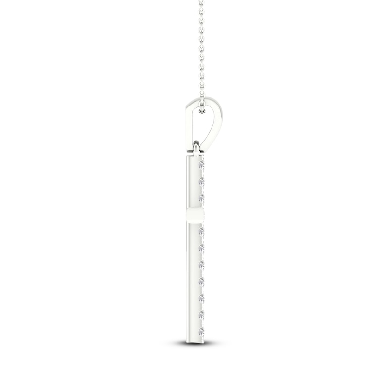 Main Image 2 of Previously Owned Diamond Cross Necklace 1/4 ct tw Round-Cut 10K White Gold 18"