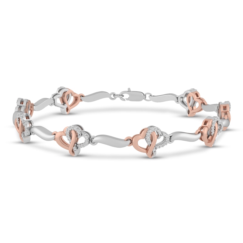 Previously Owned Joining Hearts Diamond Bracelet 1/3 ct tw 10K Rose Gold &  Sterling Silver 7.25\