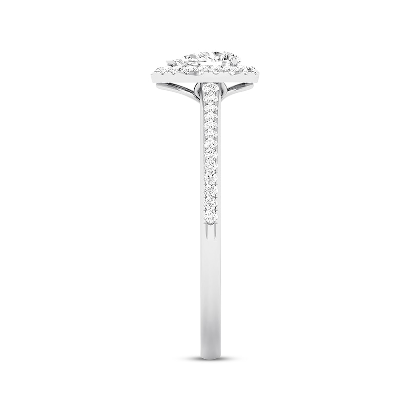 Main Image 2 of Previously Owned Diamond Engagement Ring 1/3 ct tw Pear & Round 10K White Gold Size 6