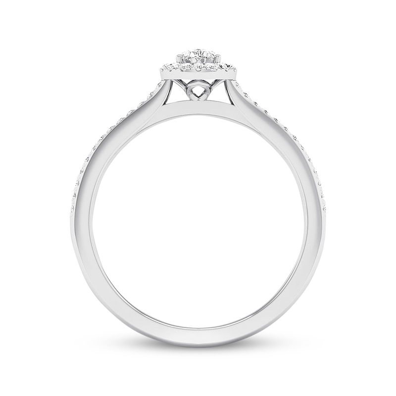 Main Image 3 of Previously Owned Diamond Engagement Ring 1/3 ct tw Pear & Round 10K White Gold Size 6