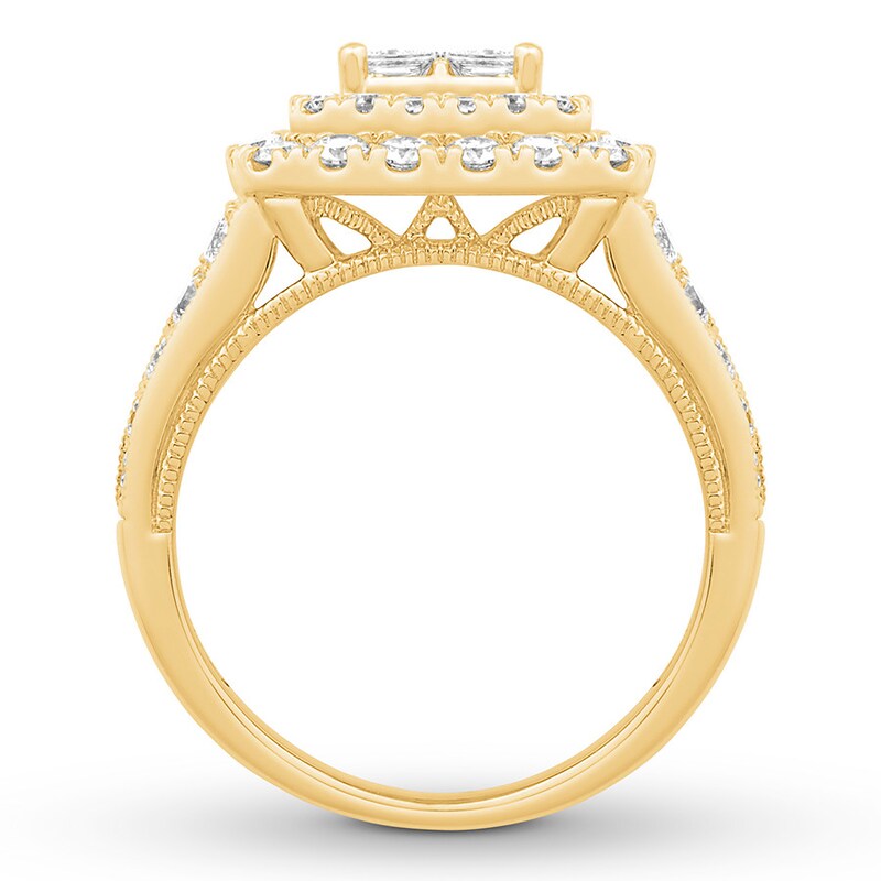Main Image 2 of Previously Owned Diamond Engagement Ring 2 ct tw Princess/Round 14K Yellow Gold