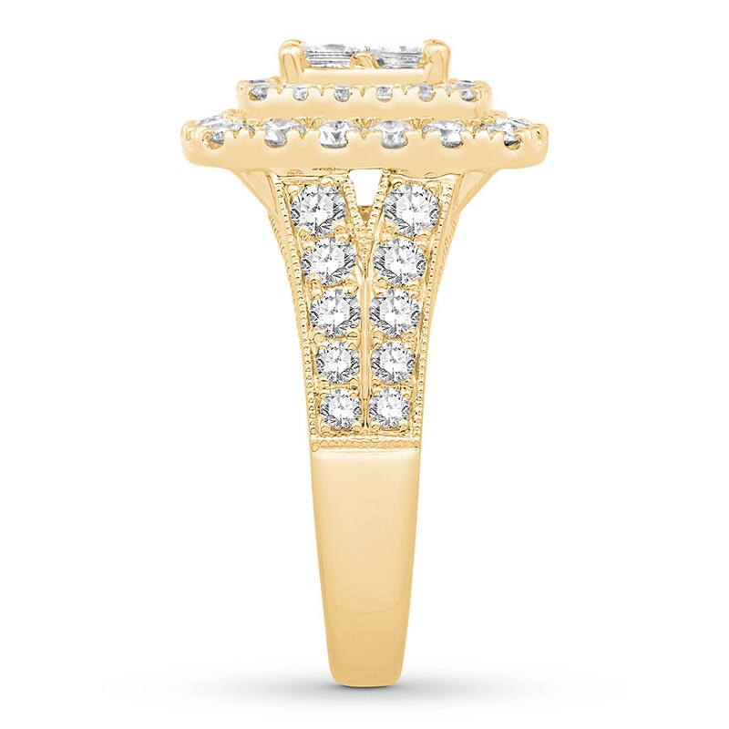 Main Image 3 of Previously Owned Diamond Engagement Ring 2 ct tw Princess/Round 14K Yellow Gold