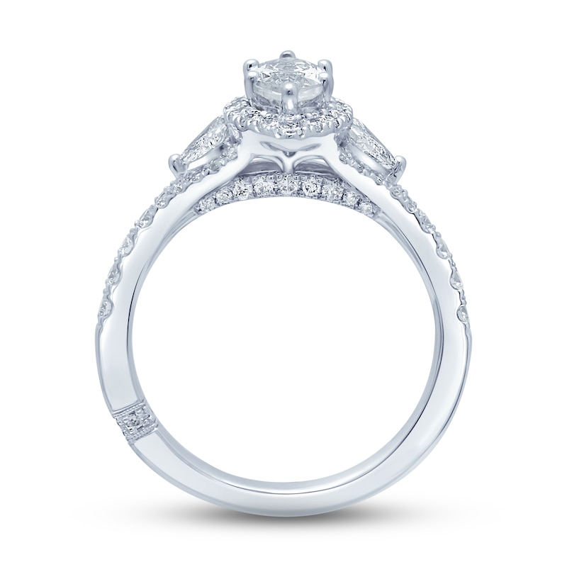 Main Image 4 of Previously Owned Monique Lhuillier Bliss Diamond Engagement Ring 1-1/2 ct tw Marquise, Pie & Round-Cut 18K White Gold