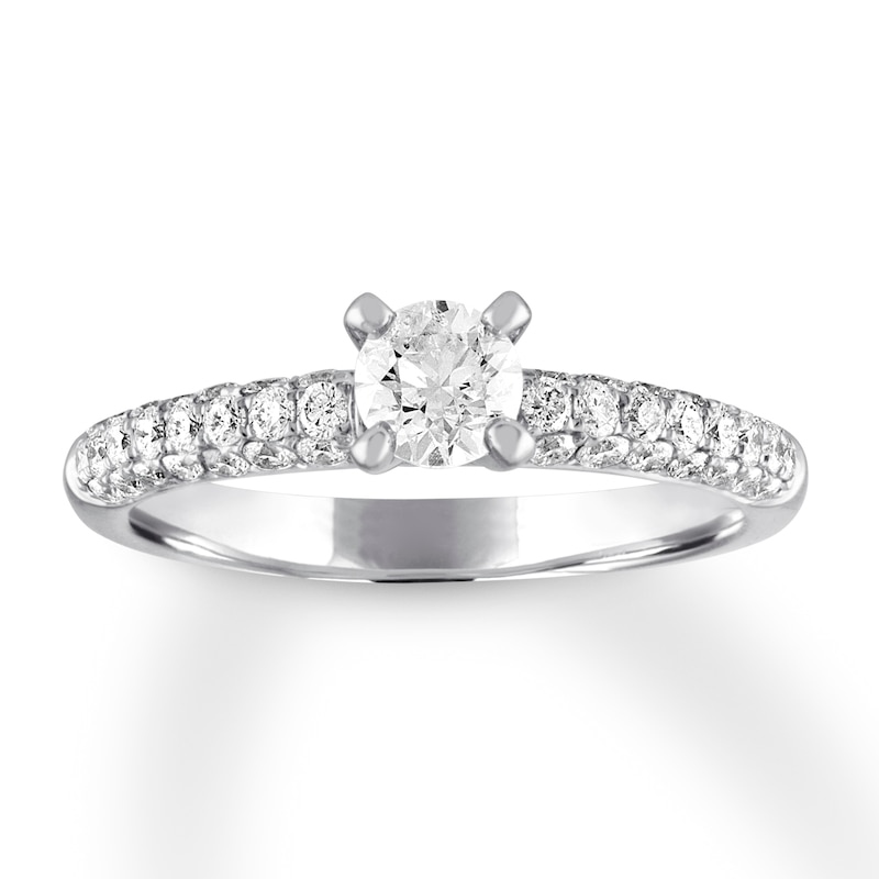 Main Image 1 of Previously Owned Diamond Engagement Ring 7/8 ct tw Round-cut 14K White Gold