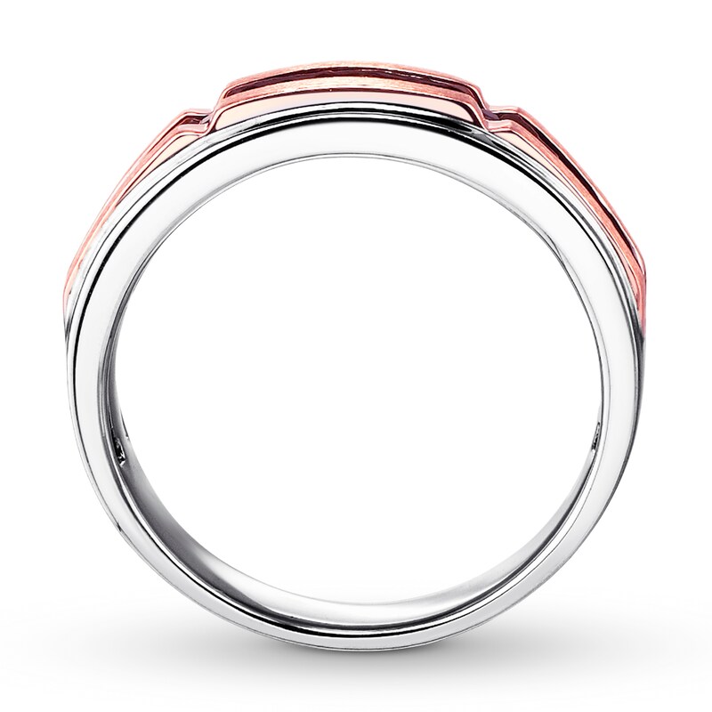 Main Image 2 of Previously Owned Men's Black Diamond Wedding Band 1/4 ct tw 10K Two-Tone Gold