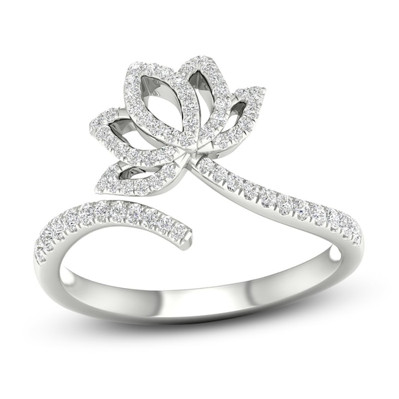 Previously Owned By Women For Women Diamond Lotus Ring 1/4 ct tw Round-cut 10K White Gold