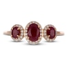 Thumbnail Image 3 of Previously Owned Three-Stone Ruby & Diamond Ring 1/8 ct tw Oval, Round-Cut 10K Rose Gold