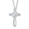 Thumbnail Image 1 of Previously Owned Ever Us Two-Stone Cross Necklace 1/2 ct tw Diamonds 14K White Gold 19"
