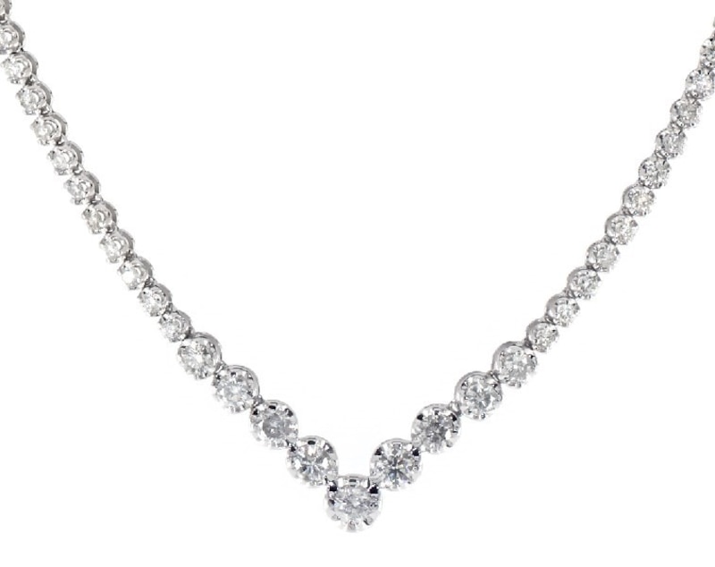 Main Image 1 of Previously Owned Diamond Riviera Necklace 3 ct tw Round-Cut 10K White Gold 17"