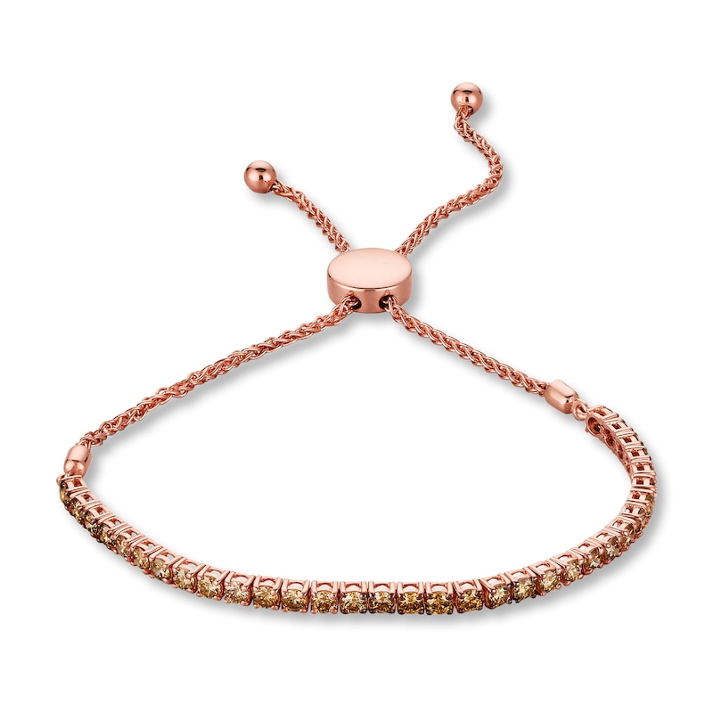 Main Image 1 of Previously Owned Le Vian Ombre Bolo Bracelet 2 ct tw Chocolate Diamonds 14K Strawberry Gold