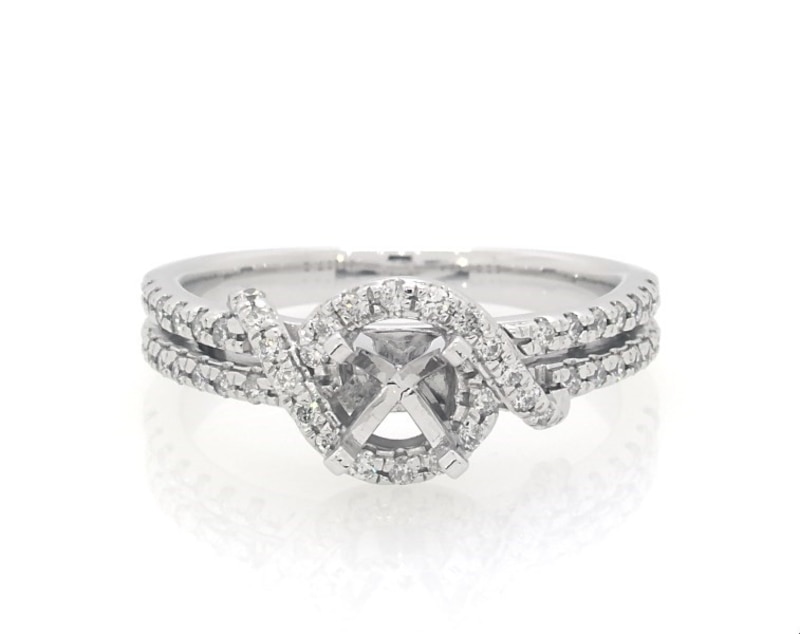 Main Image 1 of Previously Owned Diamond Swirl Halo Engagement Ring Setting 1/3 ct tw 14K White Gold