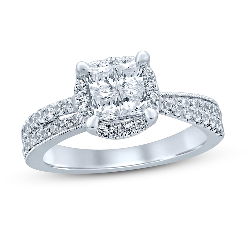 Main Image 1 of Previously Owned&nbsp;Diamond Engagement Ring 1 ct tw Princess & Round 14K White Gold
