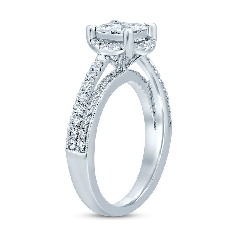 Main Image 2 of Previously Owned&nbsp;Diamond Engagement Ring 1 ct tw Princess & Round 14K White Gold