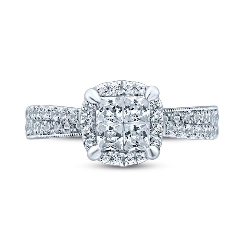 Main Image 3 of Previously Owned&nbsp;Diamond Engagement Ring 1 ct tw Princess & Round 14K White Gold