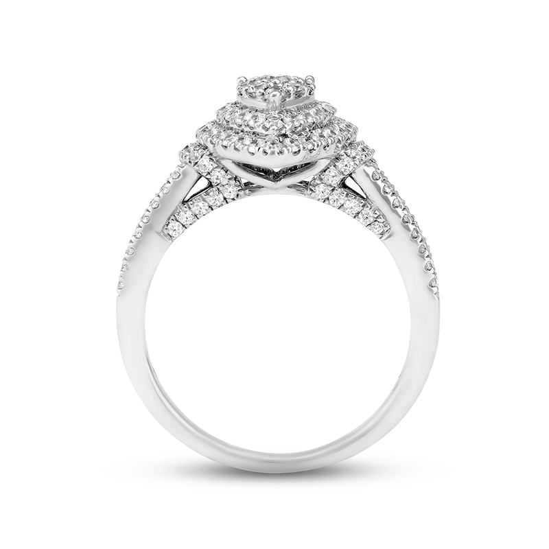 Main Image 3 of Previously Owned Diamond Engagement Ring 7/8 ct tw Princess & Round-cut 14K White Gold