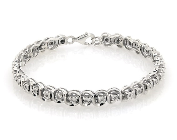 Previously Owned Round-Cut Diamond Bracelet 1/6 ct tw Sterling Silver 7.5"