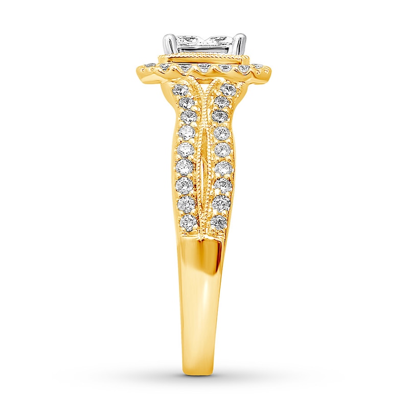 Main Image 3 of Previously Owned Diamond Engagement Ring 1 ct tw Princess & Round 14K Two-Tone Gold