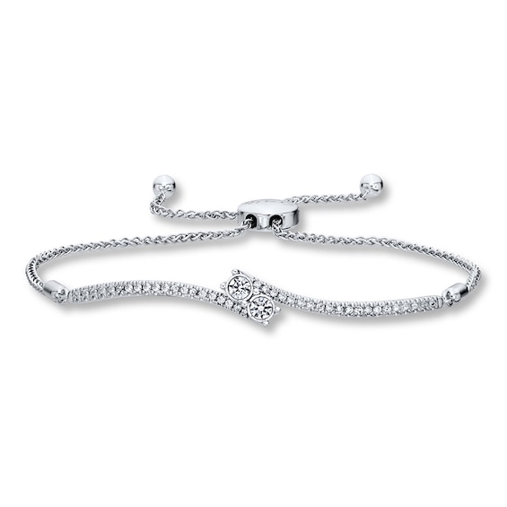 Previously Owned Ever Us Bolo Bracelet 1/3 ct tw Diamonds 14K White Gold 9.5"