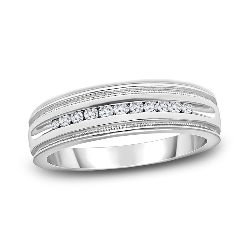 Main Image 1 of Previously Owned Men's Diamond Wedding Band 1/4 ct tw Round-cut Sterling Silver