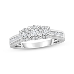 Previously Owned Memories Moments Magic Three Stone Diamond Engagement Ring 1/2 ct tw Round-cut 10K White Gold