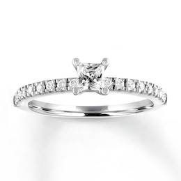 Previously Owned Diamond Engagement Ring 1/2 ct tw Princess-cut 14K White Gold