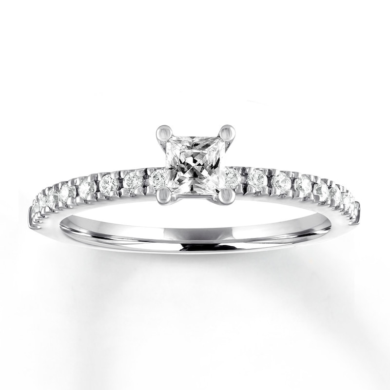 Main Image 1 of Previously Owned Diamond Engagement Ring 1/2 ct tw Princess-cut 14K White Gold
