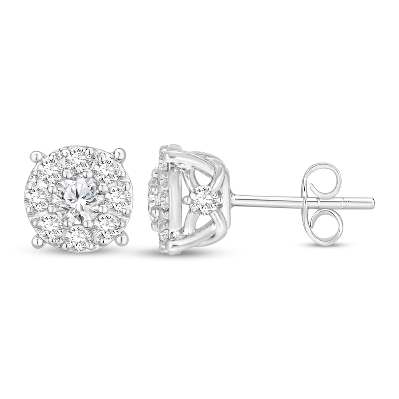 Main Image 1 of Previously Owned Diamond Stud Earrings 1-1/5 ct tw Round-cut 10K White Gold