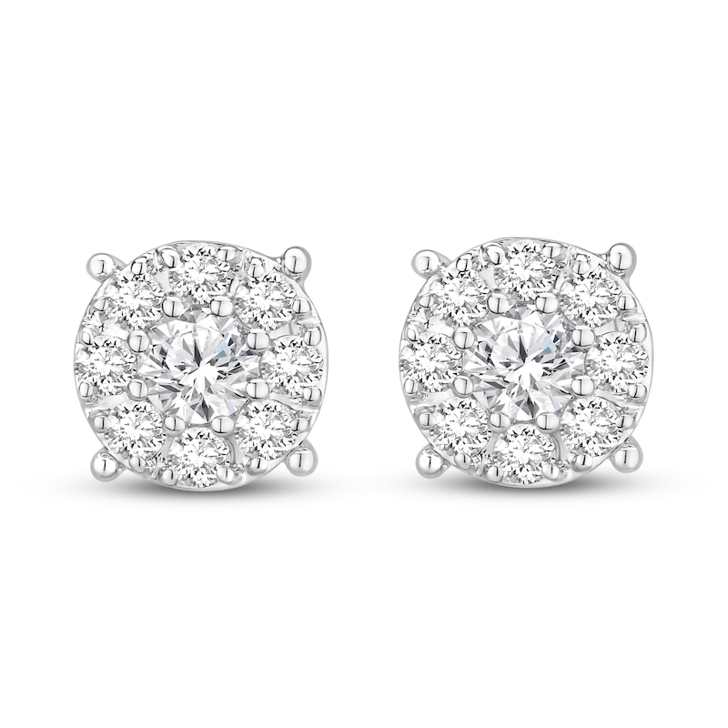 Main Image 2 of Previously Owned Diamond Stud Earrings 1-1/5 ct tw Round-cut 10K White Gold