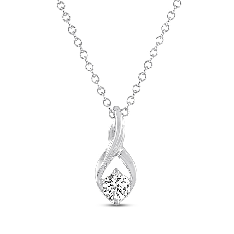 Main Image 1 of Previously Owned THE LEO Diamond Necklace 1/3 ct tw Round-cut 14K White Gold 19"