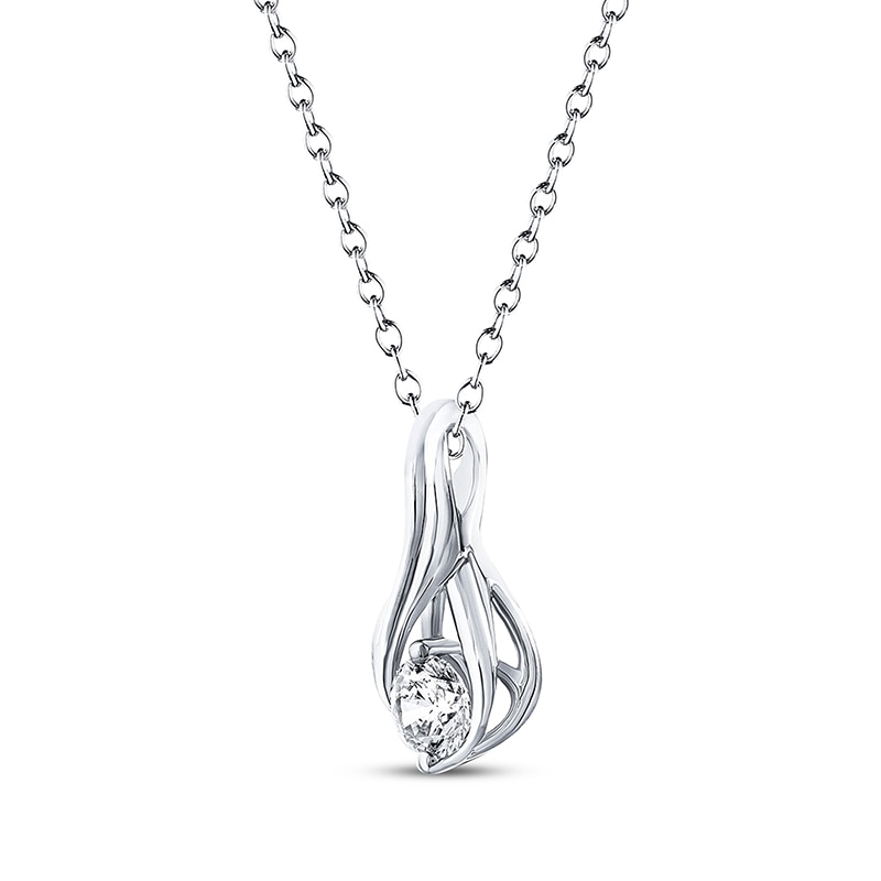 Main Image 3 of Previously Owned THE LEO Diamond Necklace 1/3 ct tw Round-cut 14K White Gold 19"