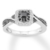 Thumbnail Image 1 of Previously Owned Black Diamond Ring 3/8 ct tw Princess & Round Sterling Silver