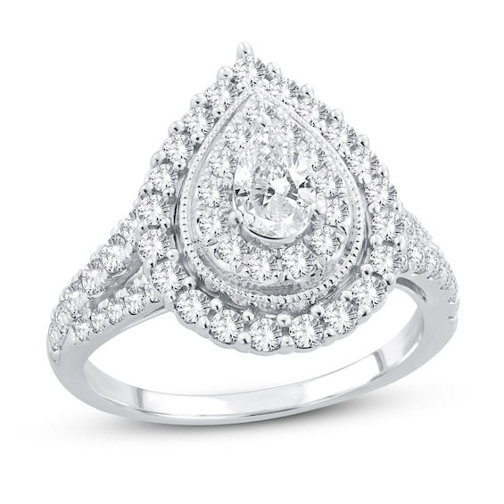 Previously Owned Diamond Engagement Ring 1-1/4 ct tw Princess/Round-cut 14K White Gold