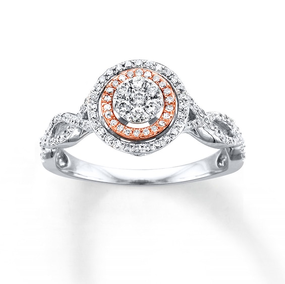 Previously Owned Diamond Ring 1/3 ct tw Round-cut 10K Two-Tone Gold