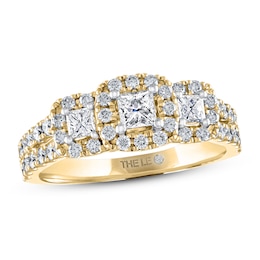 Previously Owned THE LEO Diamond Three-Stone Engagement Ring 7/8 ct tw Princess & Round-cut 14K Yellow Gold