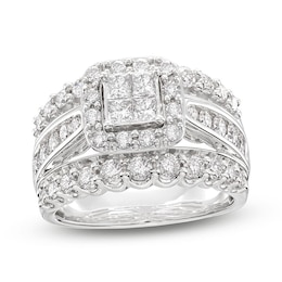 Previously Owned Diamond Engagement Ring 2 ct tw Princess/Round 14K White Gold